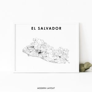 El Salvador Map Print, Country Road Map Art Poster, Central America San Salvador Map Art, Nursery Room Wall Office Decor, Printable Map