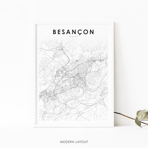 Besançon Frankreich Karte Print, Karte Kunst Poster, Besancon française, Stadt Straße Road Map Print, Kinderzimmer Wand Büro Dekor, druckbare Karte