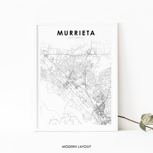 Murrieta CA Map Print, California USA Map Art Poster, Riverside, City Street Road Map Print, Nursery Room Wall Office Decor, Printable Map