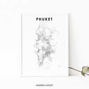 Phuket Island Thailand Map Print, Map Art Poster, Tanjung Salang, City Street Road Map Print, Nursery Room Wall Office Decor, Printable Map