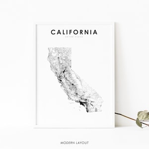Californië kaart afdrukken, staat routekaart afdrukken, Californië CA USA Verenigde Staten kaart Art Poster, kinderkamer muur Office Decor, afdrukbare kaart