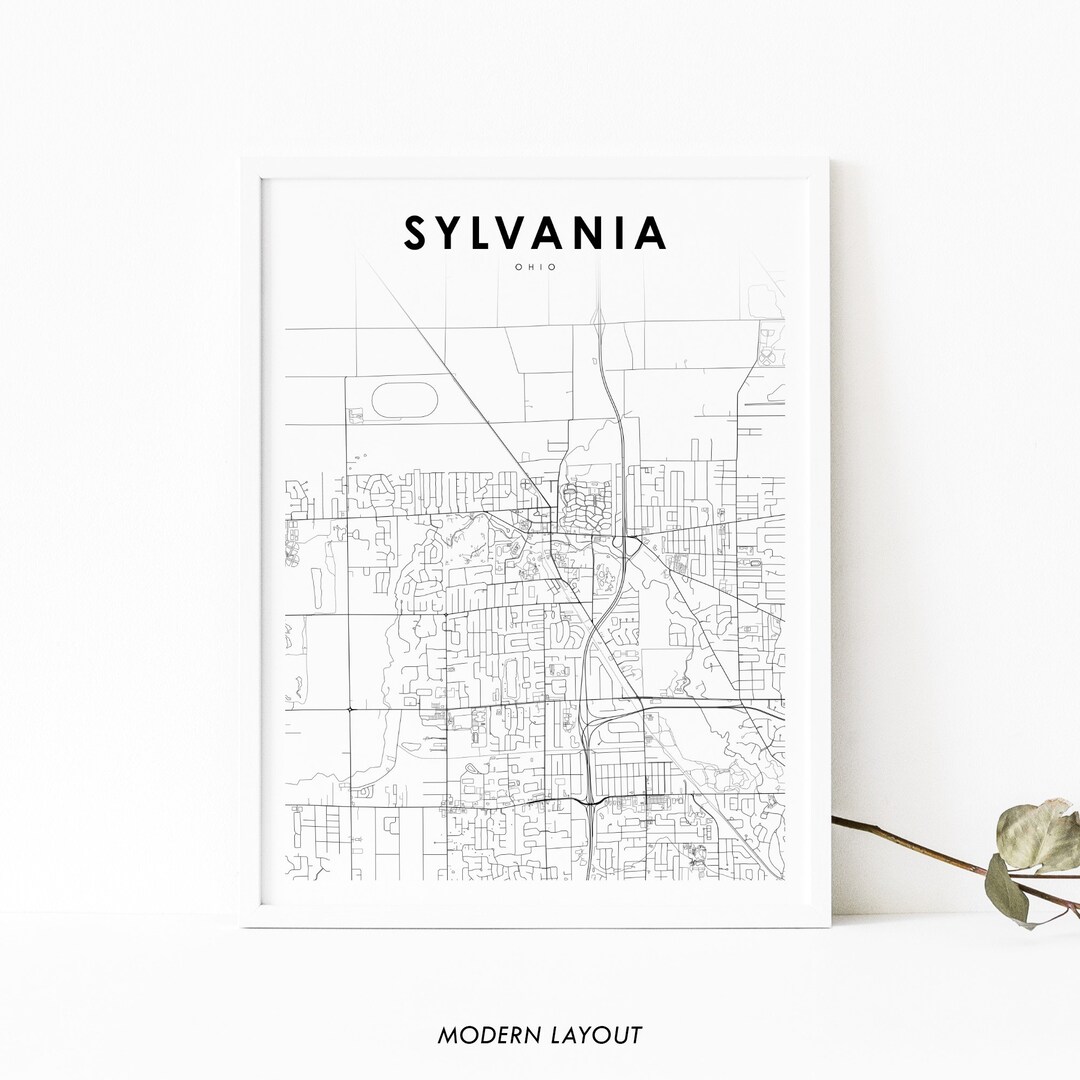 Sylvania OH Map Print, Ohio USA Map Art Poster, Lucas County, City ...