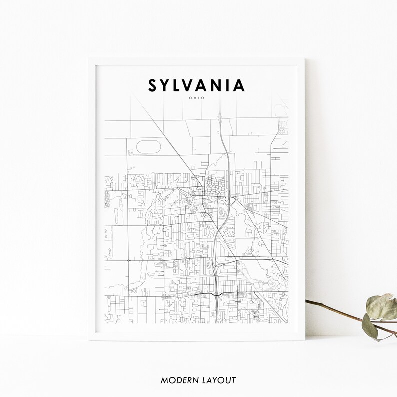 Sylvania OH Map Print Ohio USA Map Art Poster Lucas County Etsy