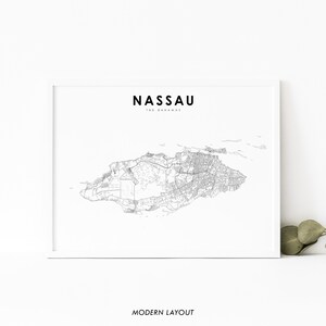 Nassau Bahamas Karte Drucken, Karte Kunst Poster, New Providence, Stadt Straße Straßenkarte Druck, Kinderzimmer Wand Büro Dekor, druckbare Karte
