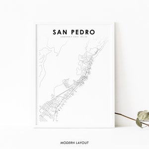 San Pedro Belize Map Print, Ambergris Caye Map Art Poster, Belice, City Street Map Print, Nursery Room Wall Office Decor, Printable Map