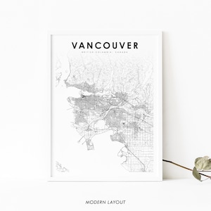 Impressão de mapa da Grande Vancouver, pôster artístico de mapa da Colúmbia Britânica BC Canadá, impressão de mapa de ruas da cidade, decoração de parede de quarto de berçário, mapa para impressão