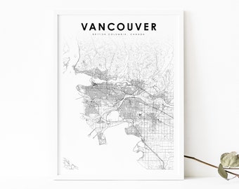 Greater Vancouver Map Print, British Columbia BC Canada Map Art Poster, City Street Map Print, Kinderkamer Wall Office Decor, Afdrukbare kaart
