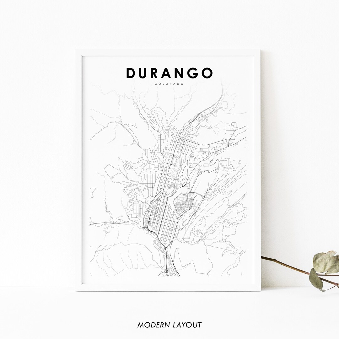 Durango CO Map Print, Colorado USA Map Art Poster, La Plata County ...