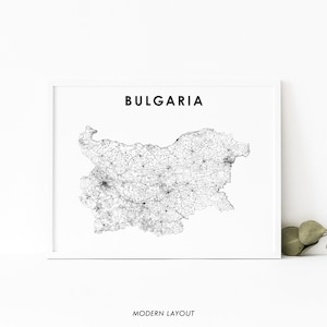 Bulgaria Map Print, Road Map Art Poster, България Bǎlgariya Balgariya Sofia Europe Map Poster, Nursery Room Wall Office Decor, Printable Map