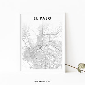 El Paso Area TX Map Print, Texas USA Map Art Poster, Ciudad Juárez City Street Road Map Print, Nursery Room Wall Office Decor, Printable Map