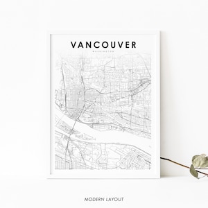 Vancouver WA Karte Druck, Washington USA Karte Kunst Poster, Stadt Straße Straßenkarte Druck, Kinderzimmer Büro Wand Dekor, druckbare Karte