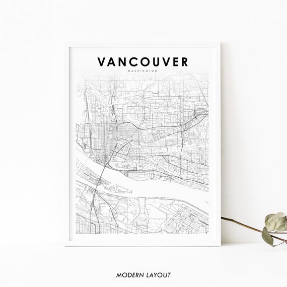 Vancouver Wa Map Print Washington Usa Map Art Poster City Etsy Singapore