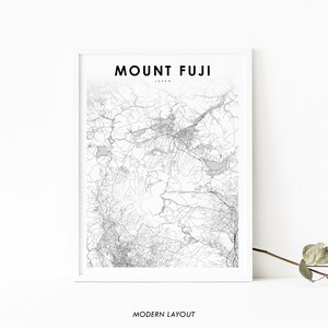Monte Fuji Japón Mapa Impresión, Shizuoka Mapa Arte Cartel, Fuji Fujisan ふじ フジ 富士 富士山 静岡 静岡県 日本, City Road Map Room Office Wall Decor Mapa imprimible