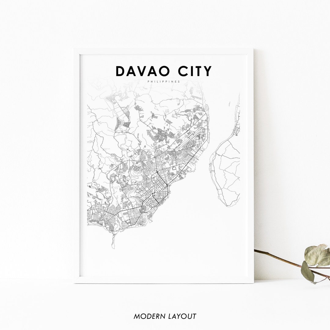 Davao City Philippines Map Print, Map Art Poster, Dakbayan Sa Dabaw ...