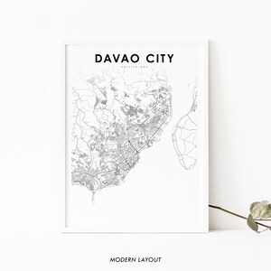Impressão de mapa da cidade de Davao Filipinas, pôster de arte de mapa, Dakbayan sa Dabaw, impressão de mapa de ruas da cidade, decoração de parede de quarto de berçário, mapa para impressão