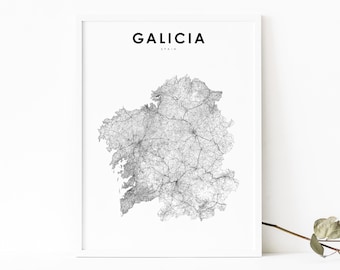 Galicia Spain Map Print, Galiza España State Road Map Art Poster, Vigo, City Street Road Map Print, Room Office Wall Decor, Printable Map