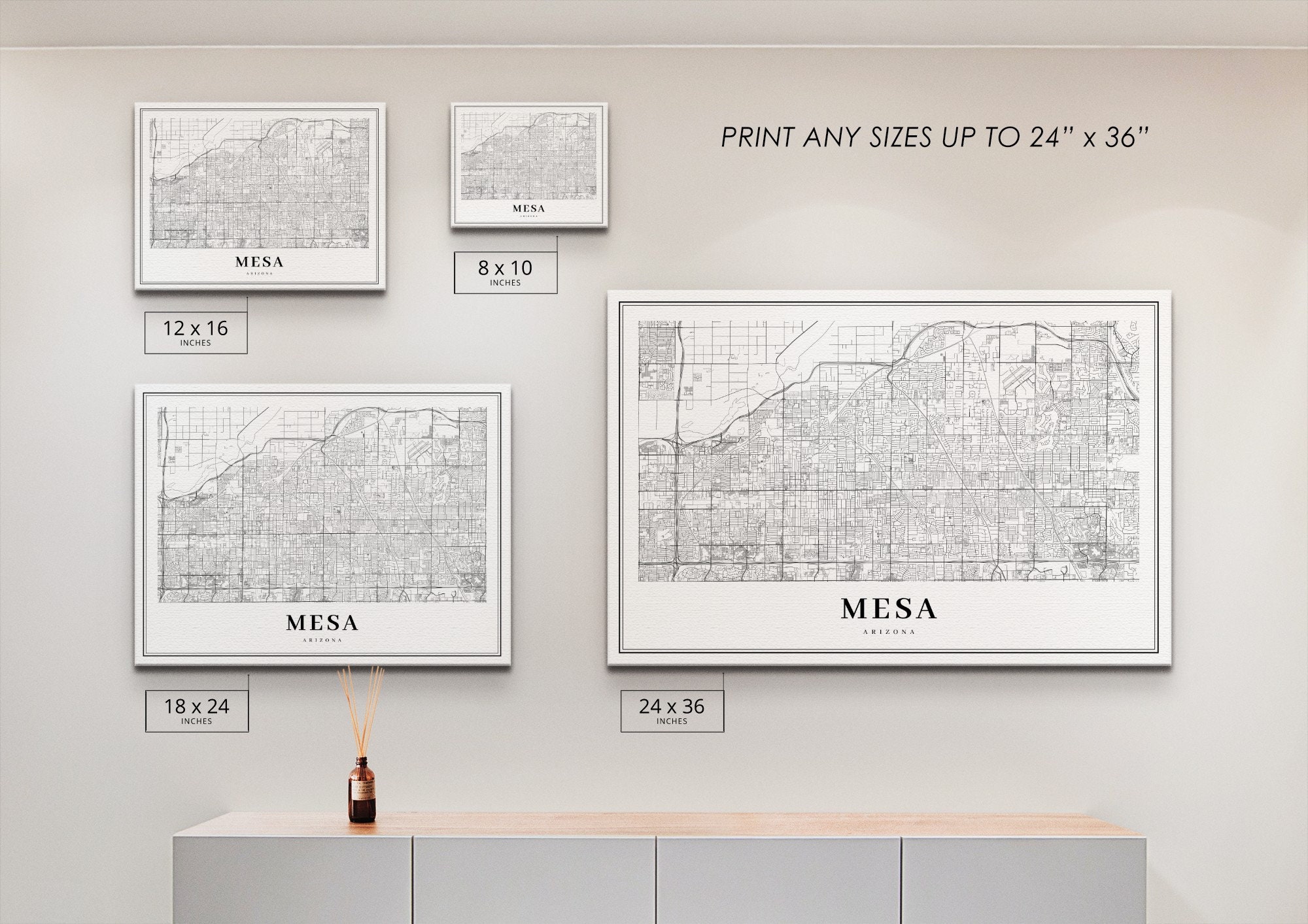 Mesa AZ Map Print Arizona USA Map Art Poster City Street | Etsy