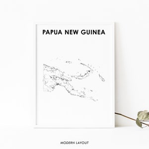 Papoea-Nieuw-Guinea kaart afdrukken, land routekaart poster, Oceanië Port Moresby kaart kunst, kinderkamer muur kantoor decor, afdrukbare kaart