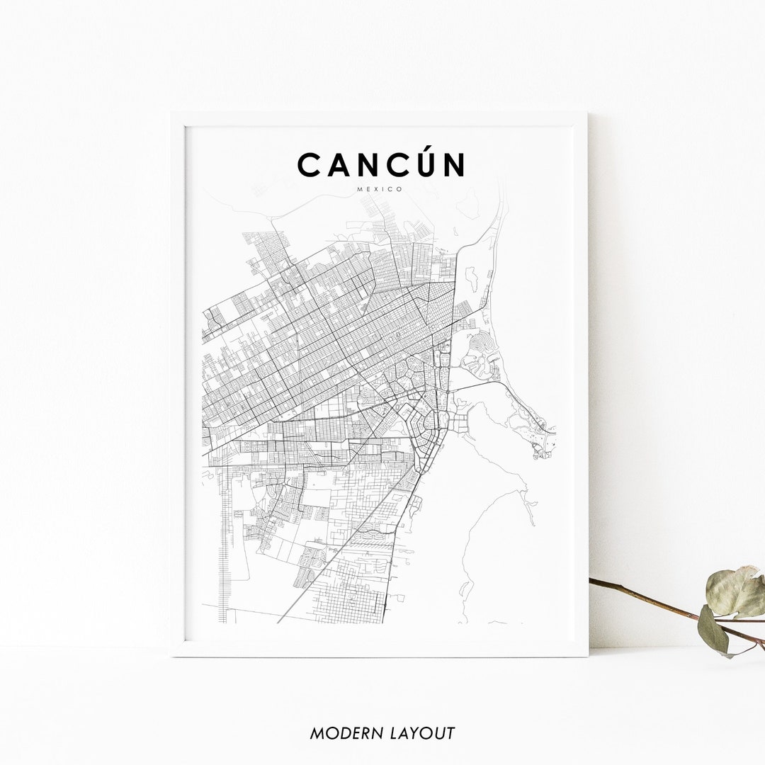 Cancun Mexico Map Print, Cancún México Map Art Poster, City Street Road ...