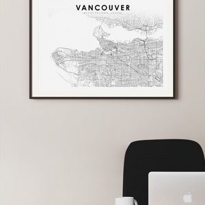 Vancouver BC Map Print, British Columbia Canada Map Art Poster, City Road Street Map Print, Nursery Room Wall Office Decor, Printable Map image 3