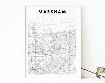 Markham Ontario Map Print, Toronto ON Canada Map Art Poster, City Street Road Map Print, Nursery Room Wall Office Decor, Printable Map