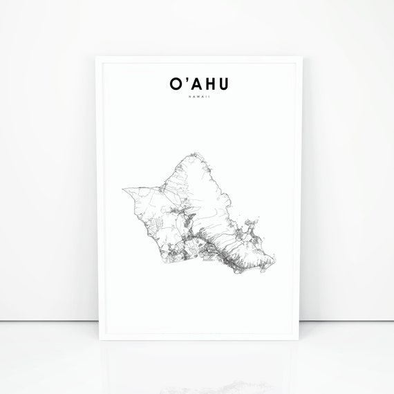 Oahu HI Map Print O'ahu Hawaii USA Map Art Poster | Etsy