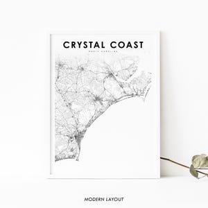 Crystal Coast MA Karte Print, North Carolina USA Karte Kunst Poster, Carteret City Street Karte Druck, Kinderzimmer Büro Wanddekoration druckbare Karte