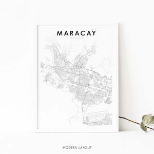 Stampa mappa Maracay Venezuela, Poster artistico mappa, Aragua Ciudad Jardín, Stampa mappa stradale della città, Arredamento ufficio parete stanza della scuola materna, Mappa stampabile