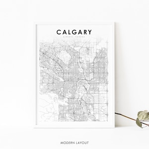 Impressão de mapa da área de Calgary Alberta, pôster de arte de mapa AB Canadá, impressão de mapa de estradas de ruas da cidade, decoração de parede de quarto de berçário, mapa para impressão
