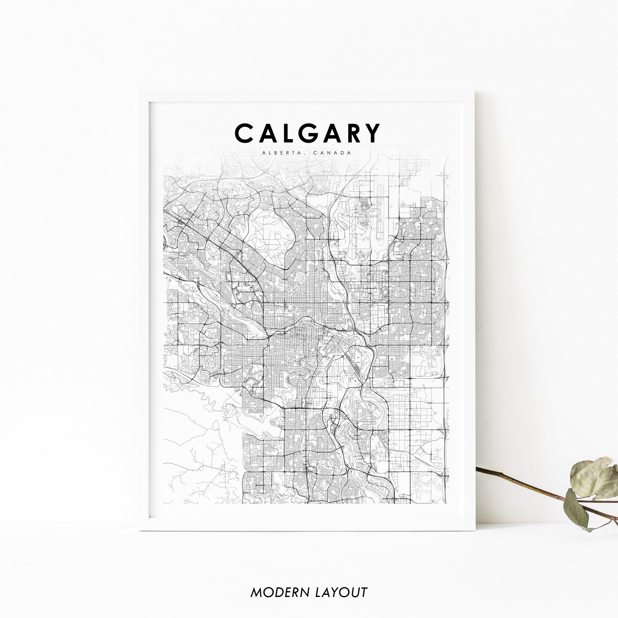 Calgary Area Alberta Map Print, AB Canada Map Art Poster, City Street Road Map Print, Nursery Room Wall Office Decor, Printable Map