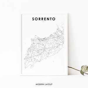 Sorrento Italien Karte Druck, Italien Karte Kunst Poster, Neapel Kampanien, Stadt Straße Straße Karte Druck, Kinderzimmer Wand Büro Dekor, druckbare Karte