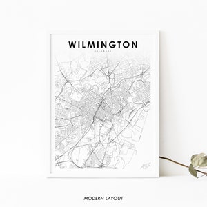Wilmington DE Map Print, Delaware USA Map Art Poster, City Street Road Map Print, Nursery Room Wall Office Decor, Printable Map