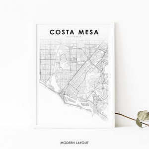 Costa Mesa CA carte impression, California USA carte Art affiche, Orange County, ville rue carte impression, pépinière chambre mur bureau Decor, carte imprimable