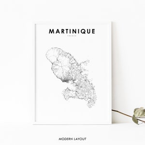 Martinique Frankreich Karte Drucken, Straßen Karte Poster, Fort-de-France Karte Kunst, Kinderzimmer Wand Büro Dekor, druckbare Karte