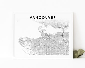 Vancouver BC Map Print, British Columbia Canada Map Art Poster, City Road Street Map Print, Nursery Room Wall Office Decor, Printable Map