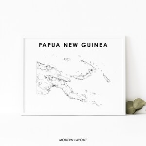 Papua-Neuguinea Karte Print, Country Road Karte Poster, Ozeanien Port Moresby Karte Kunst, Kinderzimmer Wand Büro Dekor, druckbare Karte
