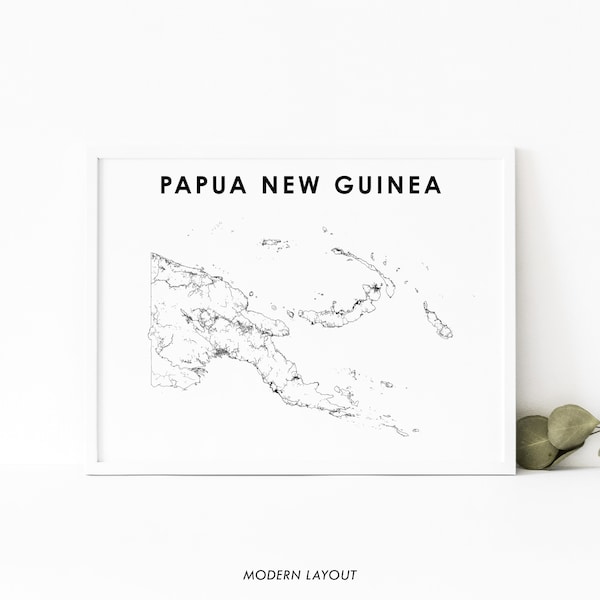 Impression de carte de Papouasie-Nouvelle-Guinée, affiche de carte routière de pays, art de carte de Port Moresby d'Océanie, décor de bureau de mur de salle de pépinière, carte imprimable