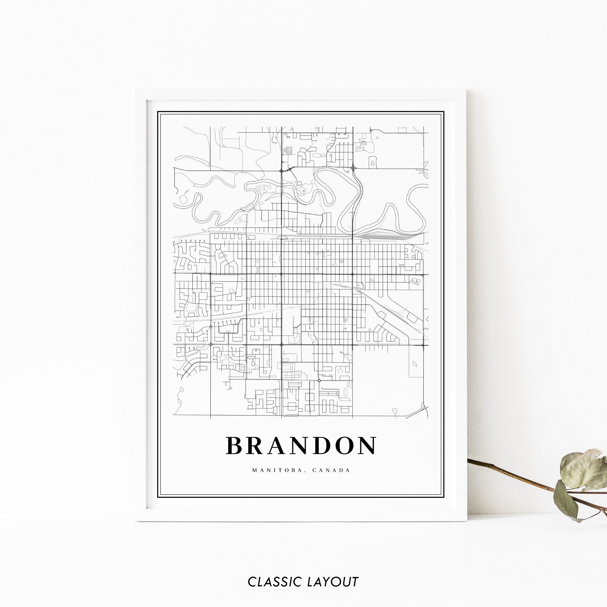 Brandon Manitoba Map Print MB Canada Map Art Poster Westman Etsy