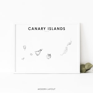 Kanarische Inseln Spanien Karte Druck, Straßen Karte Poster, Islas Canarias España Teneriffa Kartenkunst, Kinderzimmer Wand Büro Dekor, druckbare Karte