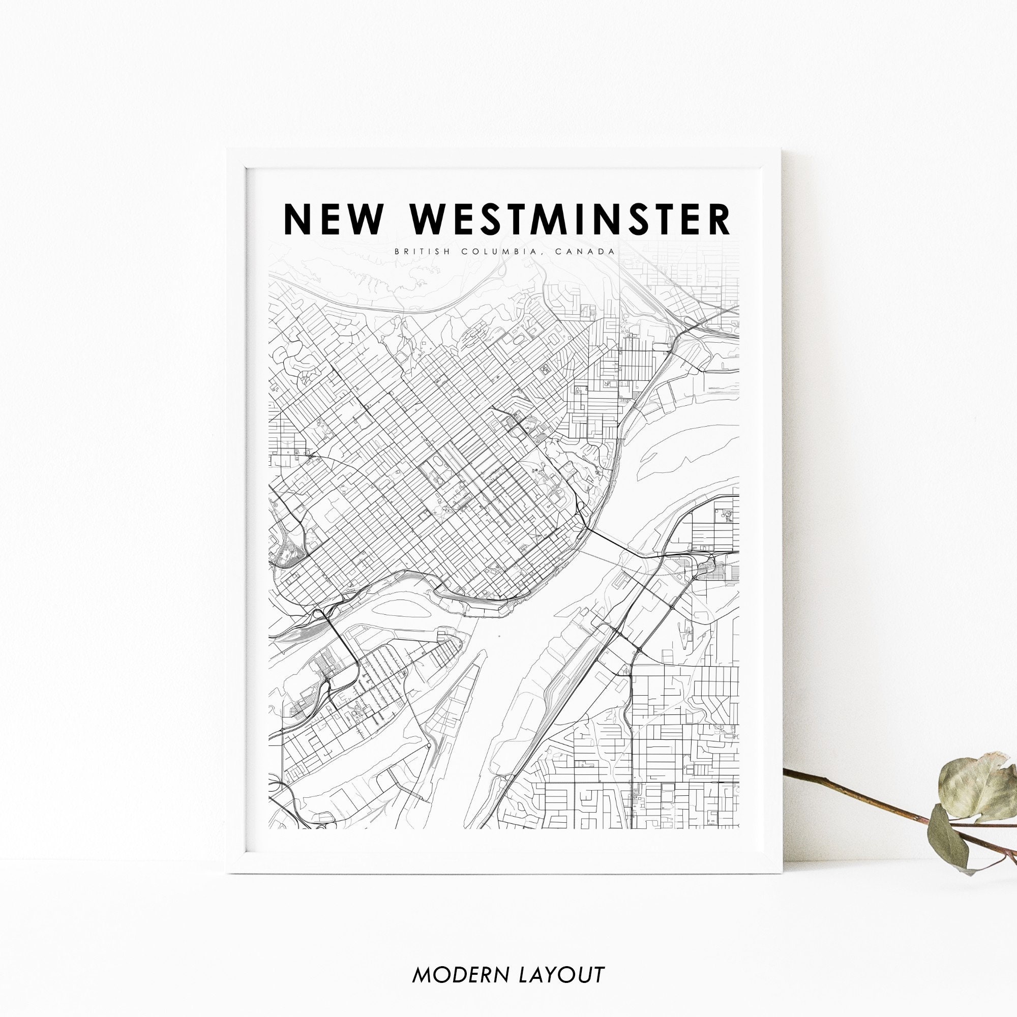 Map Of New Westminster Bc New Westminster Bc Map Print British Columbia Canada Map Art | Etsy  Singapore