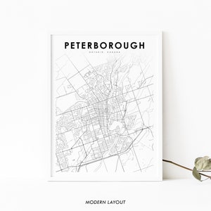 Peterborough Ontario Map Print, ON Canada Map Art Poster, Otonabee, City Street Map Print, Nursery Room Wall Office Decor, Printable Map