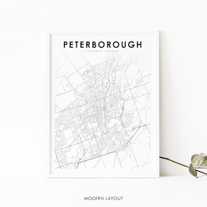 Peterborough Ontario Map Print, ON Canada Map Art Poster, Otonabee, City Street Map Print, Nursery Room Wall Office Decor, Printable Map