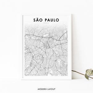 Sao Paulo Brasilien Karte Druck, São Paulo Brasilien Karte Kunst Poster, Stadt Straße Straßenkarte Druck, Kinderzimmer Wand Büro Dekor, druckbare Karte