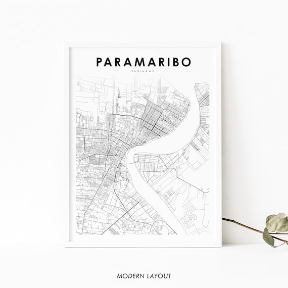 Paramaribo Suriname Map Print Map Art Poster Parbo Surinam | Etsy