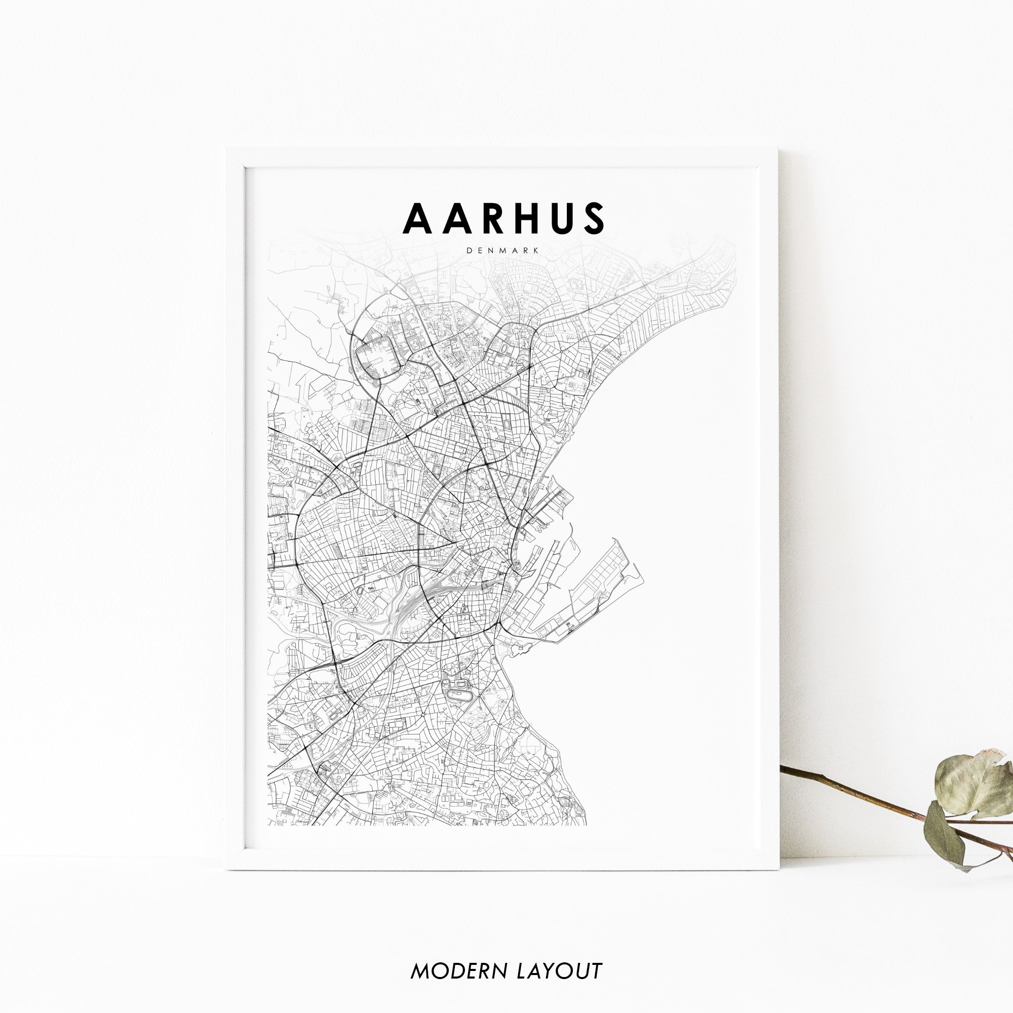 Aarhus Denmark Map Print Århus Danmark Map Art Poster City | Etsy