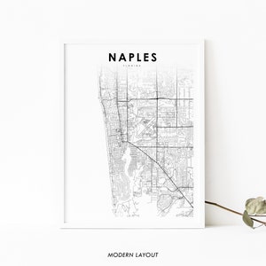 Napels FL kaart afdrukken, Florida USA kaart Art Poster, Collier County, City Road Street kaart afdrukken, kinderkamer muur Office Decor, afdrukbare kaart