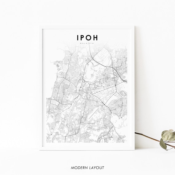 Ipoh Perak Malaysia Map Ipoh Malaysia Map Print Map Art Poster 怡保 Perak City Street | Etsy Uk