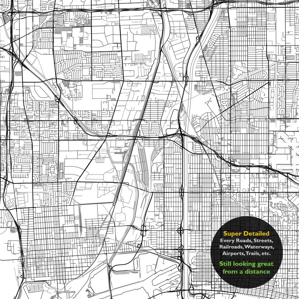 Los Angeles CA Map Print, California USA Map Art Poster, LA County City ...
