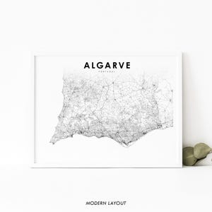 Algarve Portugal Karte Print, Stadtstraße Straßenkarte Poster, Faro Karte Kunst, Kinderzimmer Büro Wanddekoration, minimalistisch, druckbare Karte