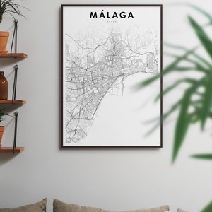 Malaga Spain Map Print, Málaga Map Art Poster, City Street Road Map Print, Nursery Room Wall Office Decor, Printable Map image 3
